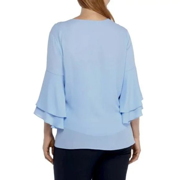 NWT Womens Plus Size 2X The Limited Watercolor Ruffle Sleeve V-Neck Blouse Top - Picture 5 of 5